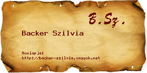 Backer Szilvia névjegykártya